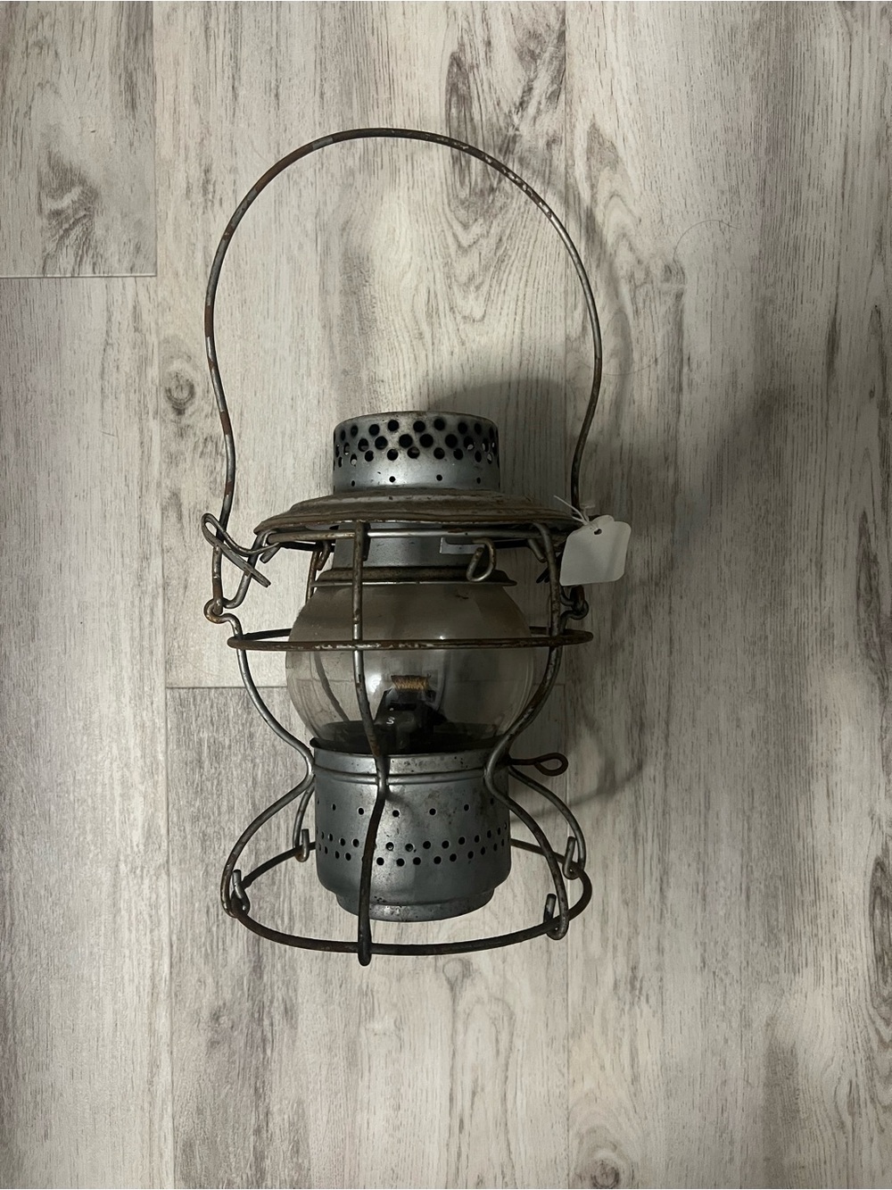 Vintage-Style Gray Metal Lantern - Rustic Home Accent